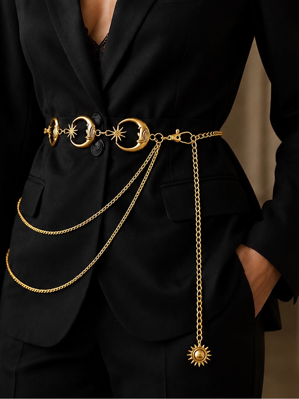 Gold Moon & Star Chain Belt - Women Accessories - Picture 3 of 5